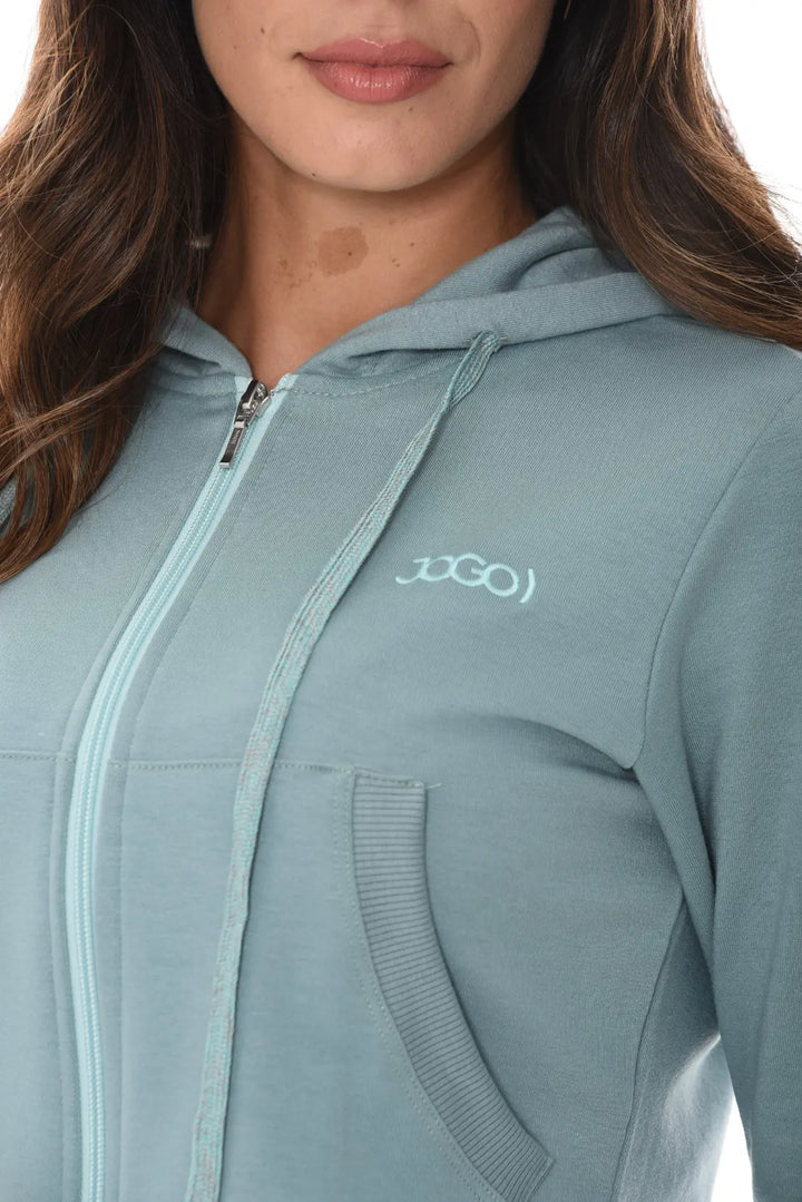 Buzo Crop con Capucha y Cremallera Color Verde |JOGO