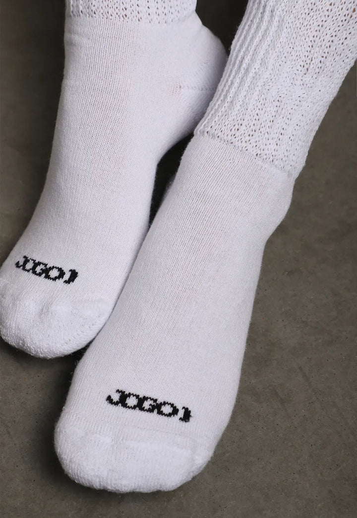 Medias Colegiales Extra Largas para Mujer en Algodon Color Blanco | JOGO