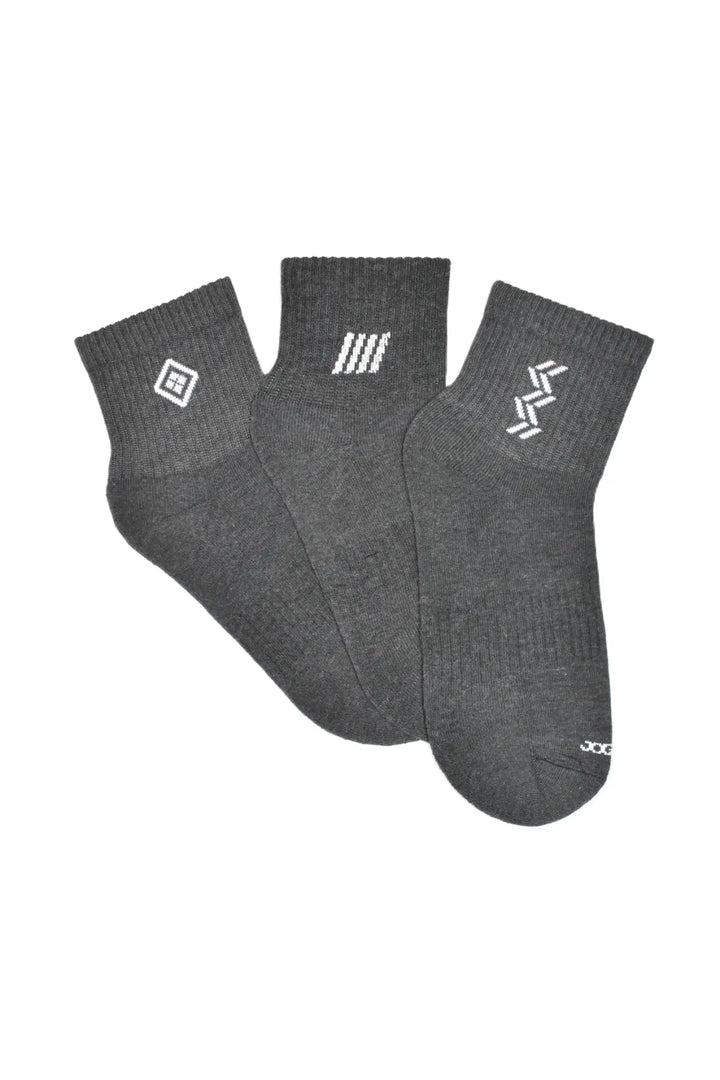 Dark Grey Ankle Socks 3-Pack JOGO in Cotton