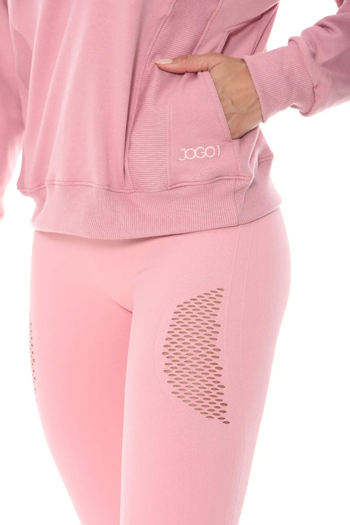 Buzo Deportivo Oversize con cremallera Corta Color Rosado