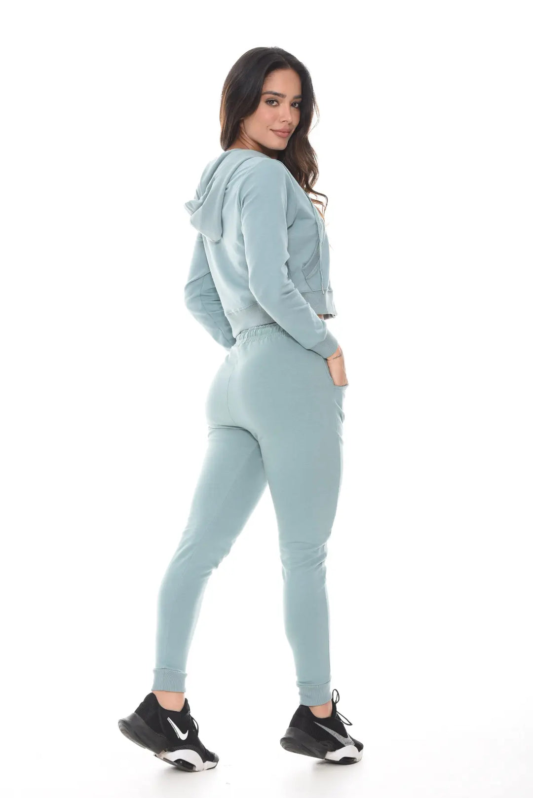 Buzo Deportivo Oversize con cremallera Corta Color verde