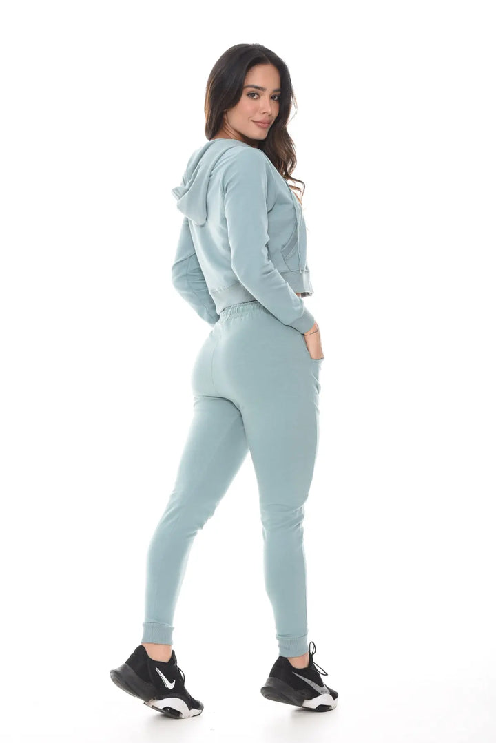 Buzo Deportivo Oversize con cremallera Corta Color verde